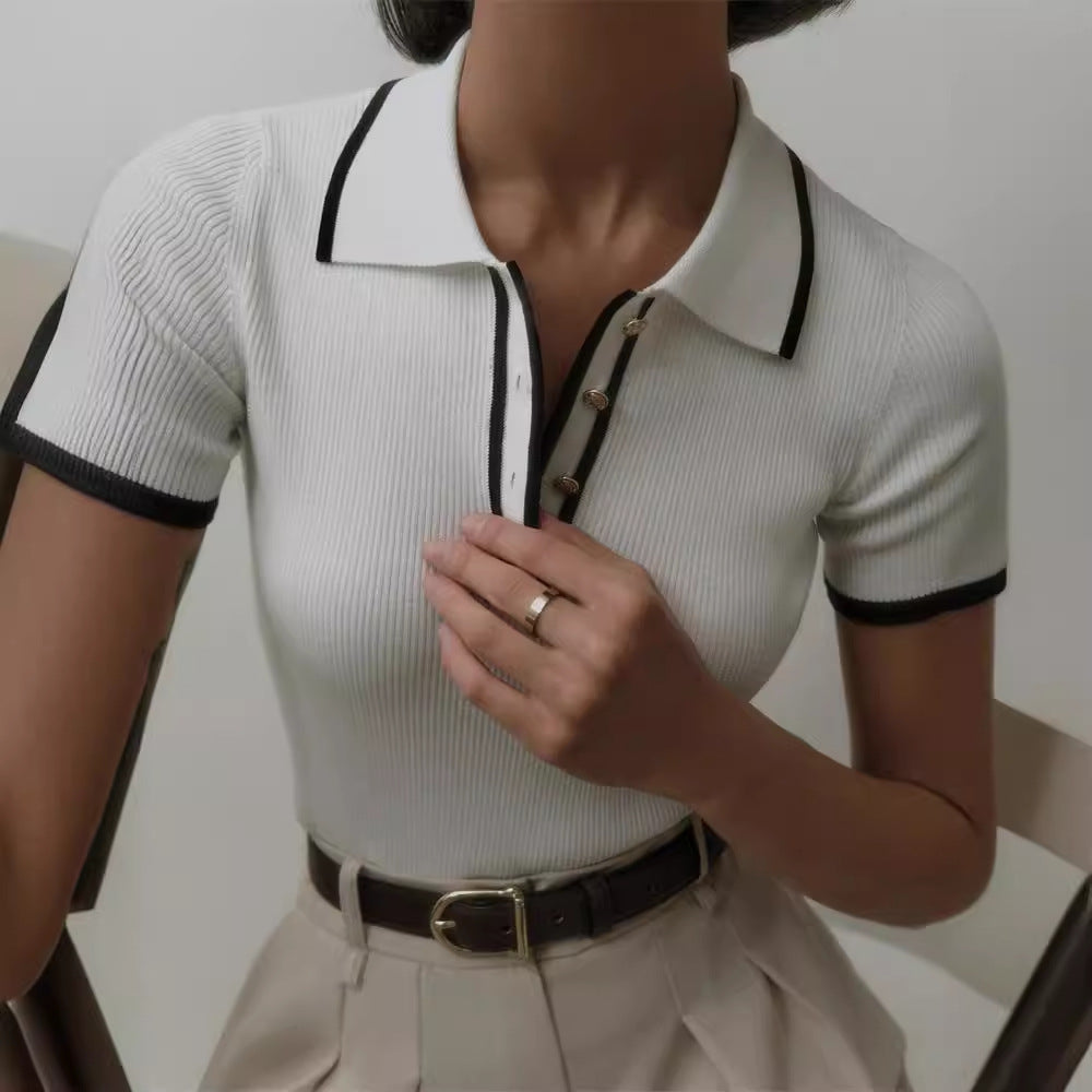 Button-Detail Knit Top