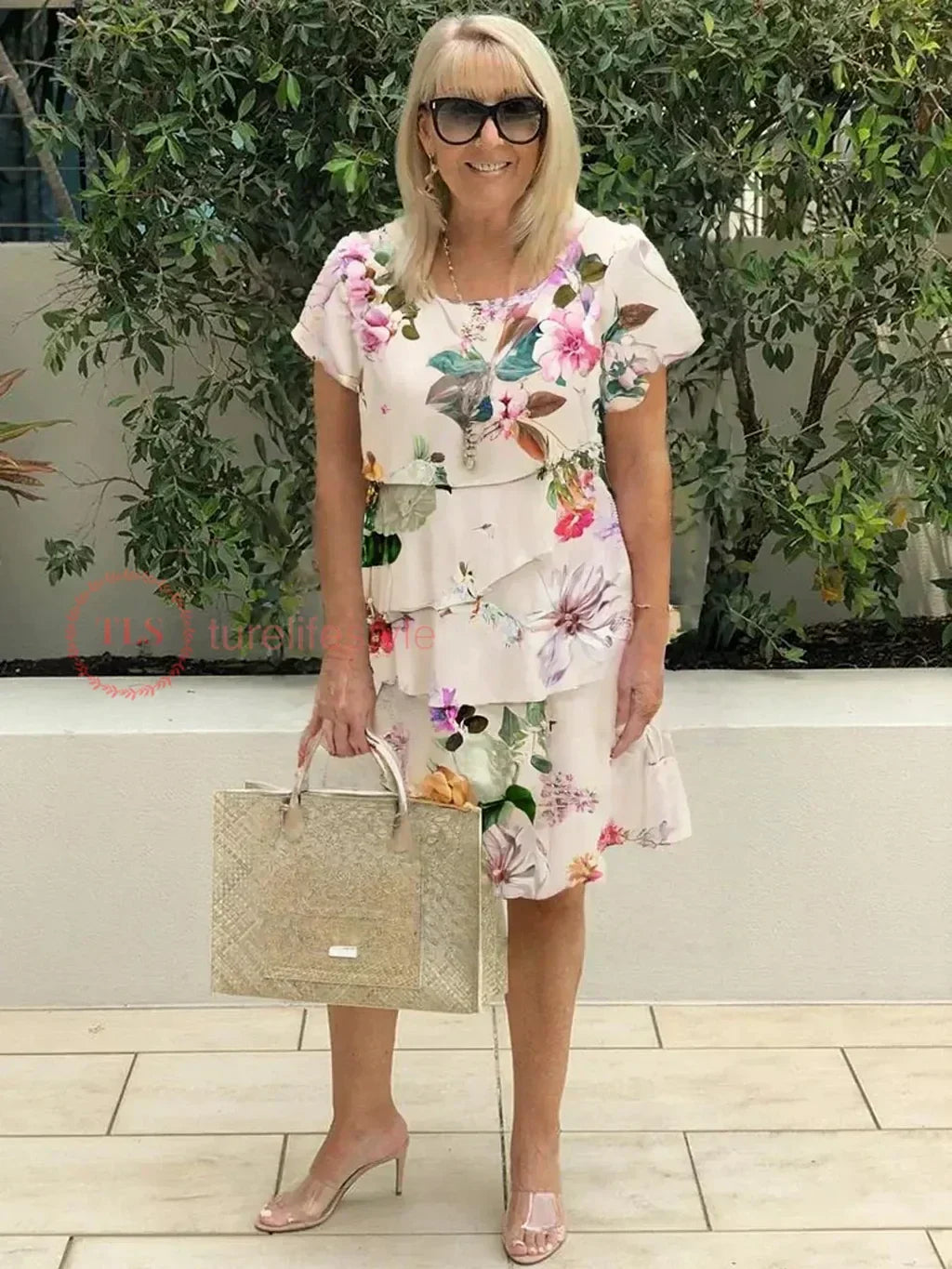 Whimsical Maxi Dress with Lorry Garden Print