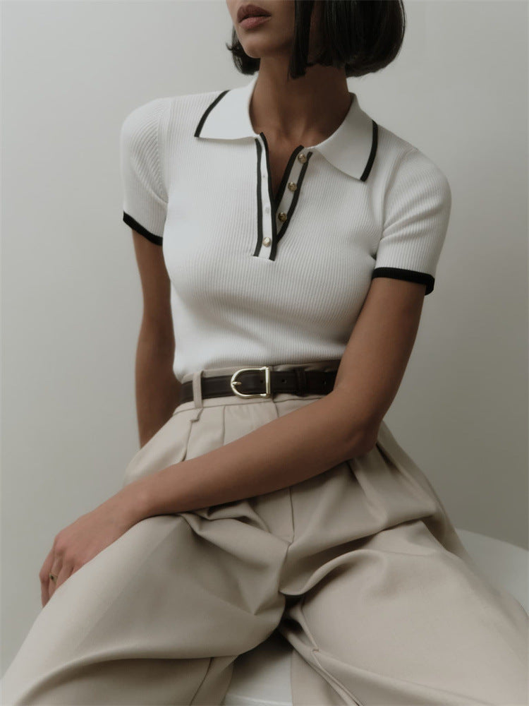 Button-Detail Knit Top