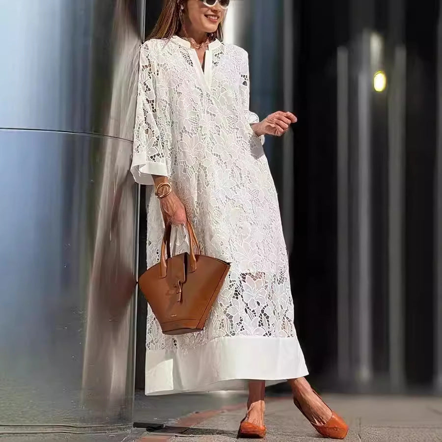Gabriella™ - Elegant Long Sleeve Lace Maxi Gown