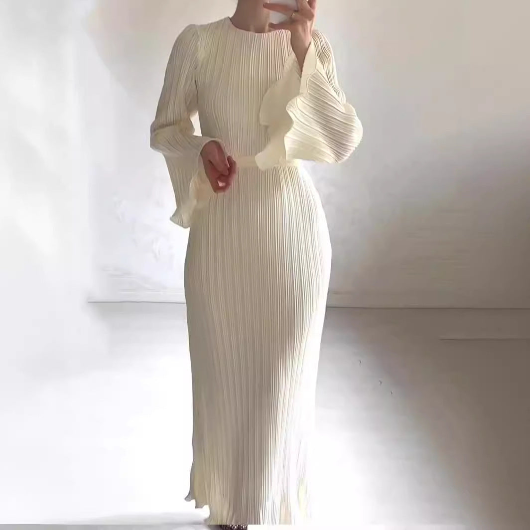 Seraphina™ - Graceful Pleated Long Sleeve Gown