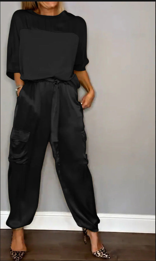 Elegant Satin Dreams Two-Piece Ensemble