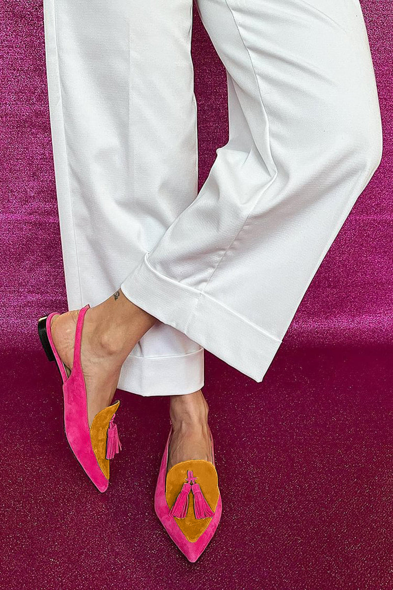 Frendessa | Vibrant Fringe Ballerinas with Decorative Ankle Strap