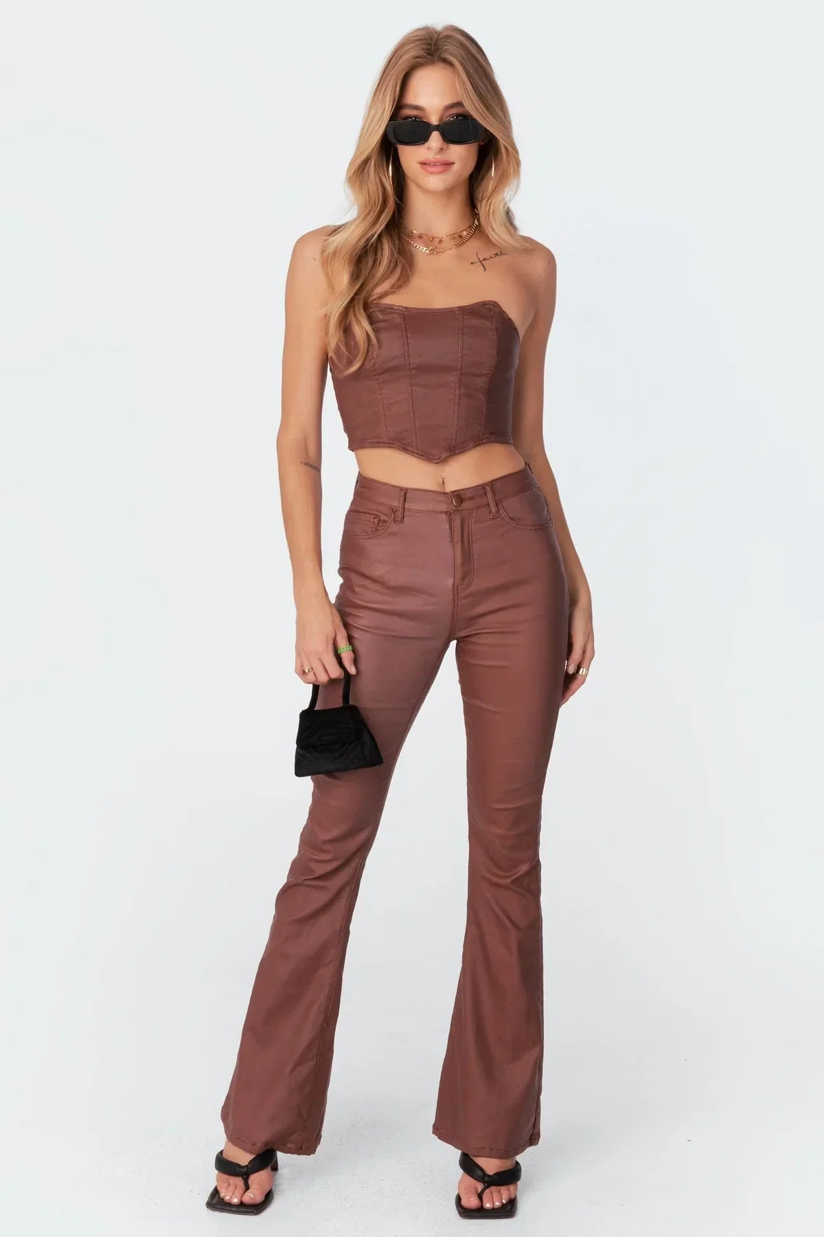 Vivian | Flared Faux Leather Trousers