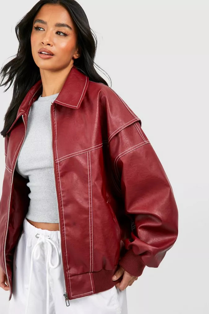 Amelia™ - Timeless Oversized PU Bomber Jacket