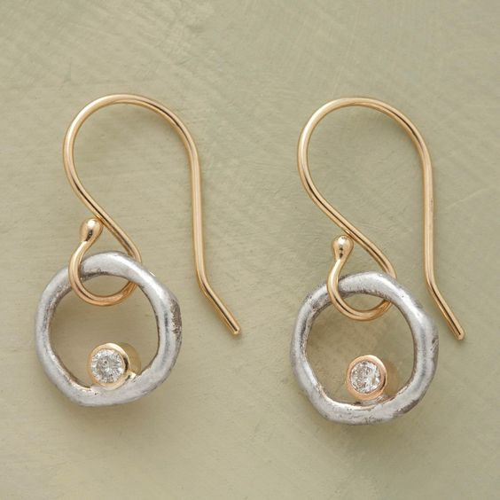 Retro Gold and Silver Zirconia Earrings