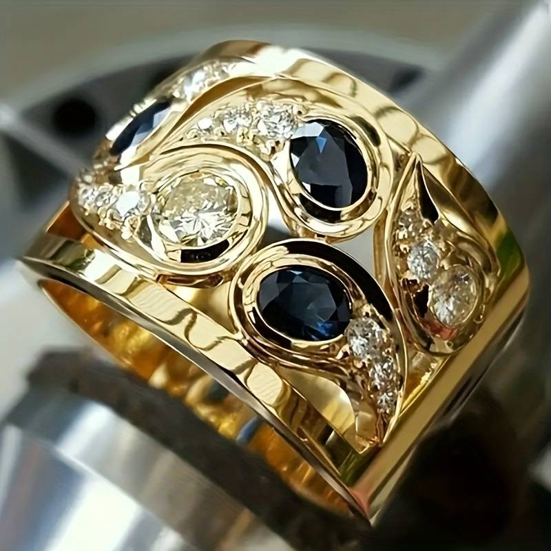 Antique Golden Zirconia Inlaid Ring