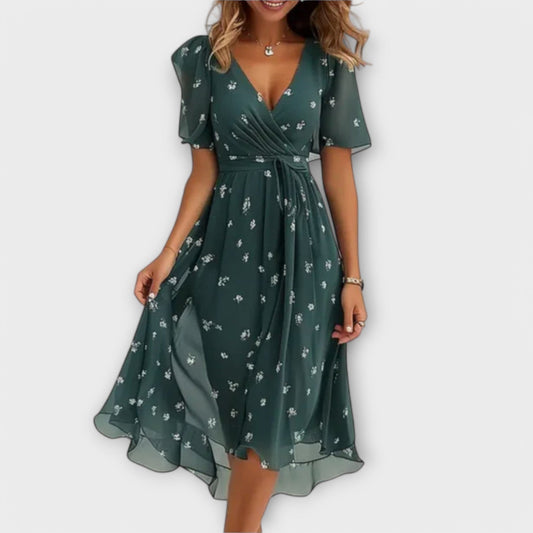 Whimsical Lily Blossom Wrap Dress