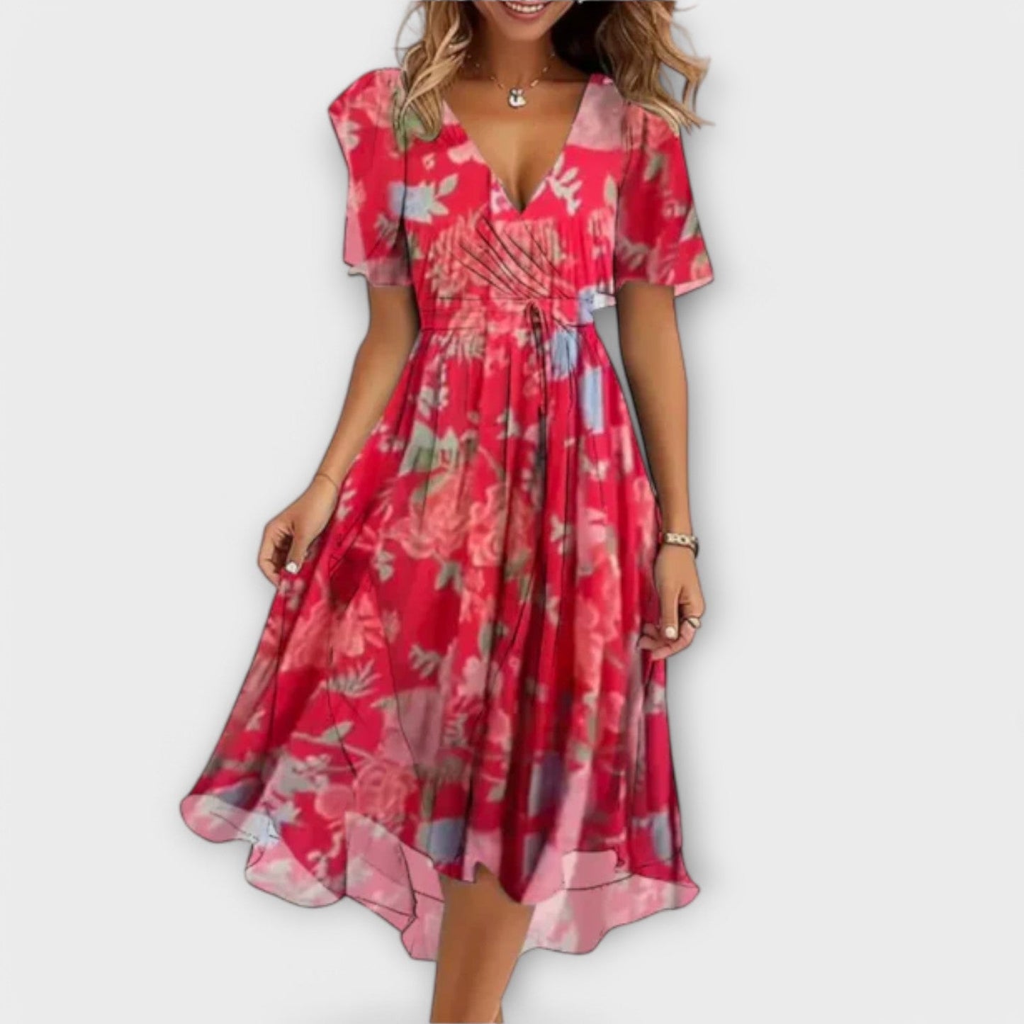Whimsical Lily Blossom Wrap Dress