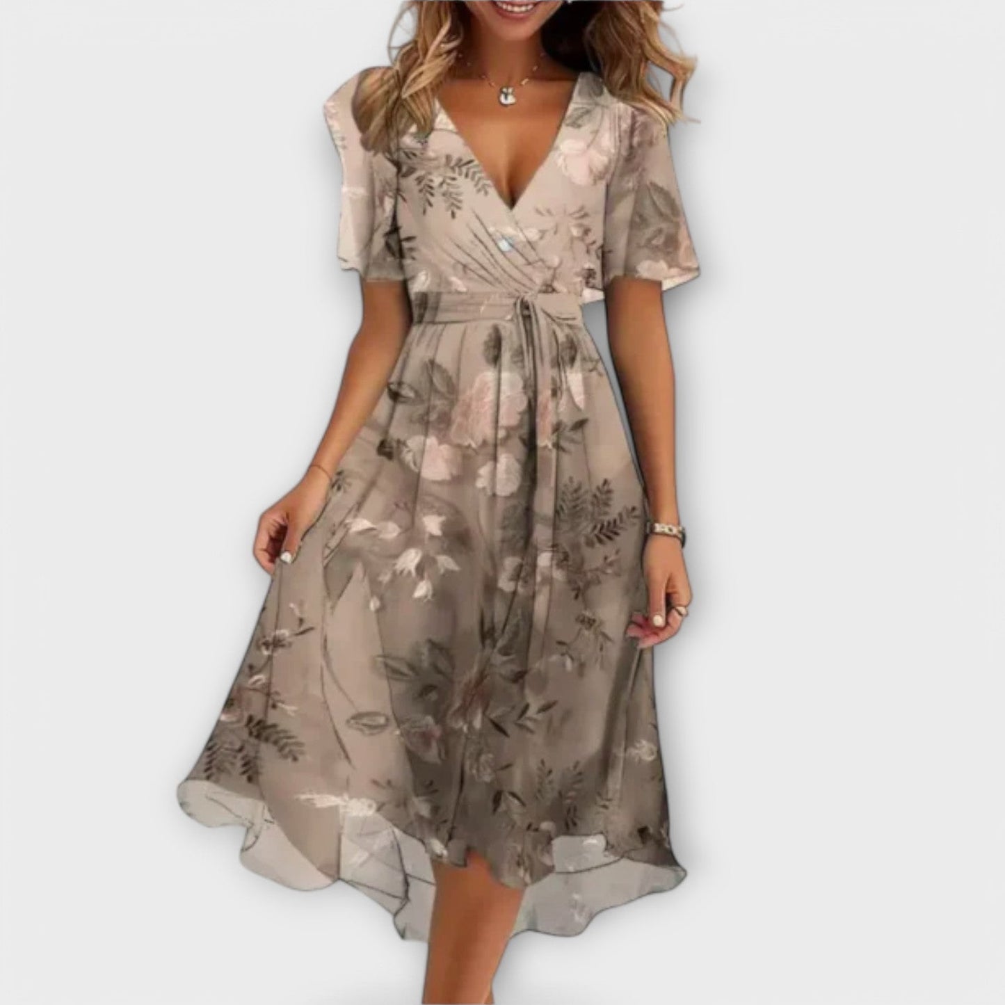Whimsical Lily Blossom Wrap Dress