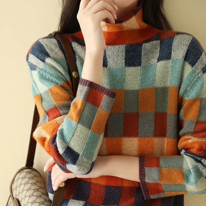 Elena™ - Colorful Plaid Block Sweater