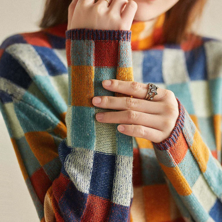 Elena™ - Colorful Plaid Block Sweater