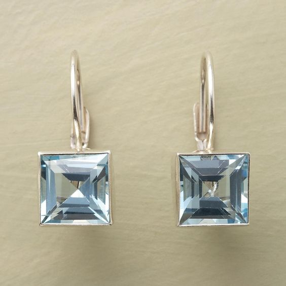 Retro Blue Cubic Glass Earrings