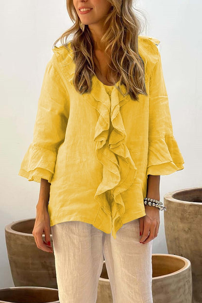 Isabella™ - Flowy Ruffled Linen Top
