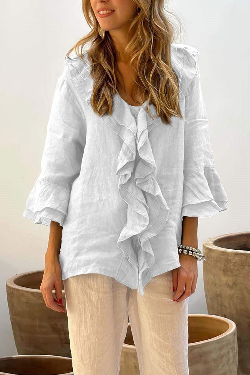 Isabella™ - Flowy Ruffled Linen Top