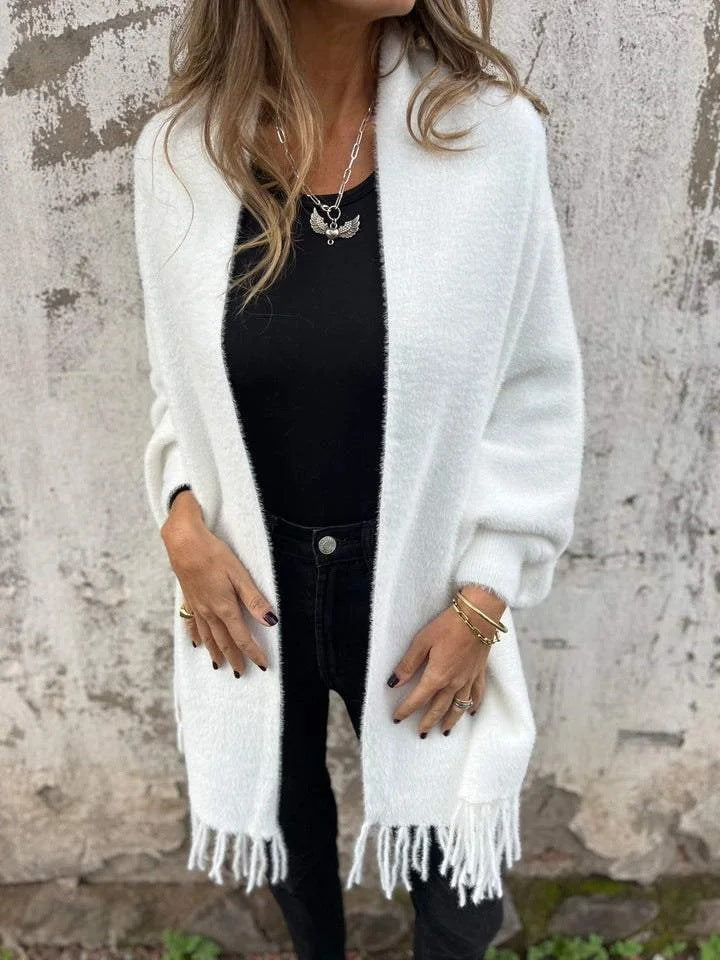 Isabel™ - Cozy Wrap Cardigan with Fringe Hem