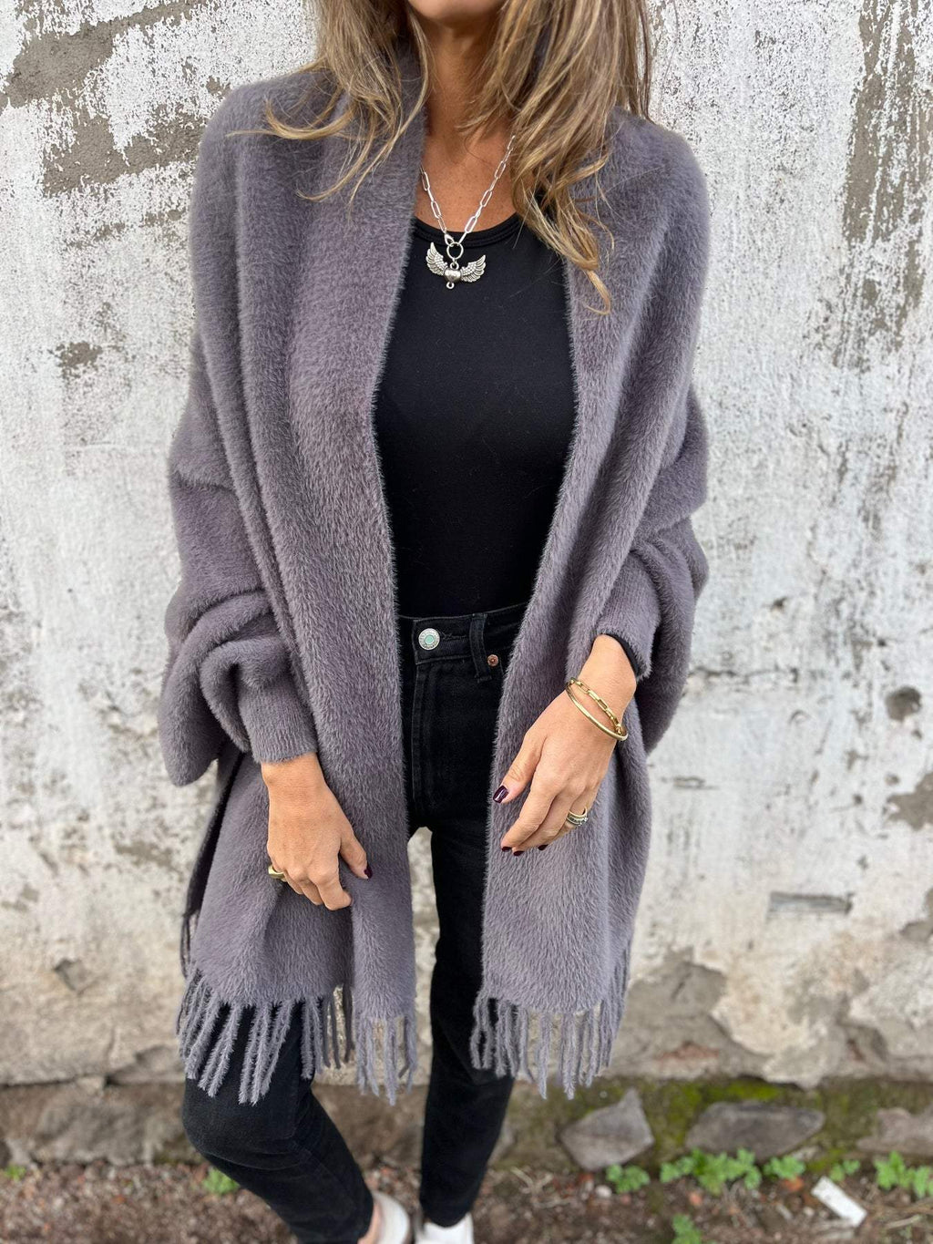 Isabel™ - Cozy Wrap Cardigan with Fringe Hem