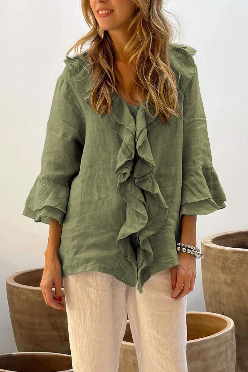 Isabella™ - Flowy Ruffled Linen Top