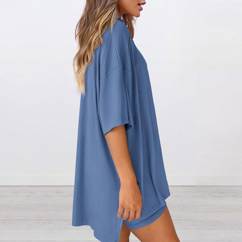 Chloe Relaxed Set – Oversized Shirt and Biker Shorts Combo