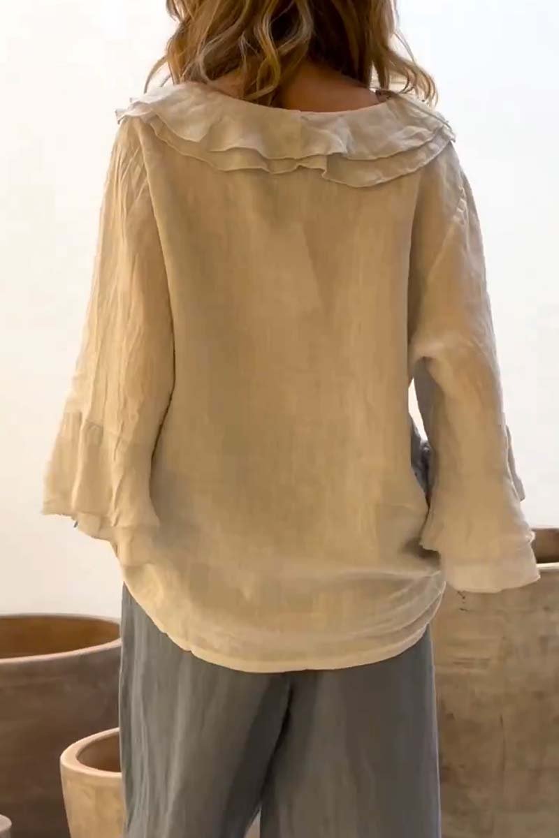 Isabella™ - Flowy Ruffled Linen Top