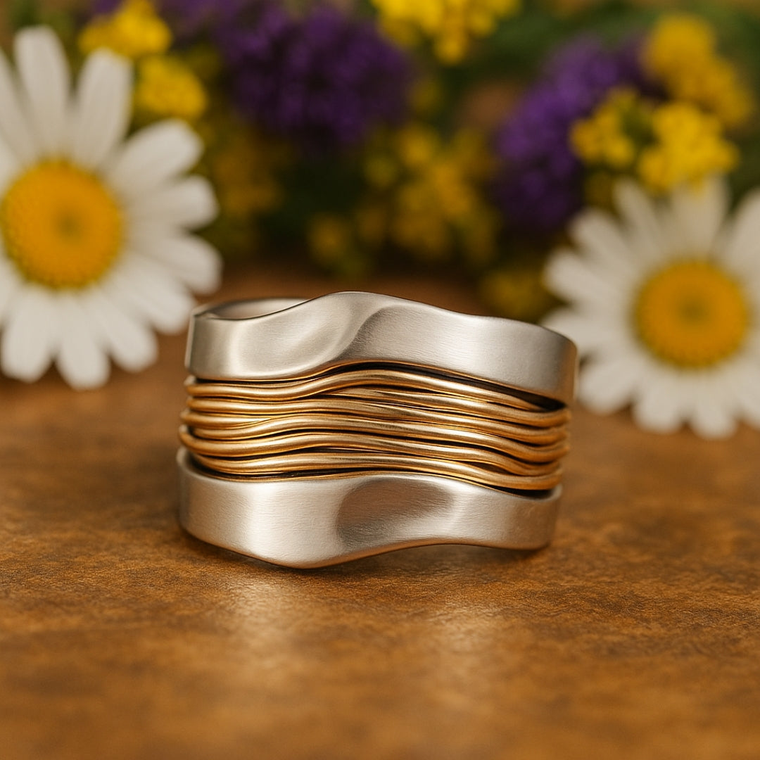 Silver and Gold Threaded Ring