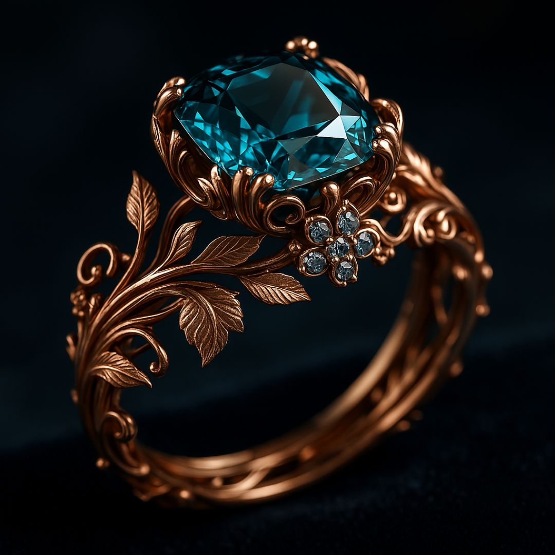 Emerald Green Nature-Inspired Crystal Ring
