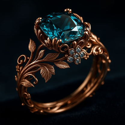 Emerald Green Nature-Inspired Crystal Ring