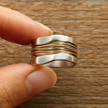 Silver and Gold Threaded Ring
