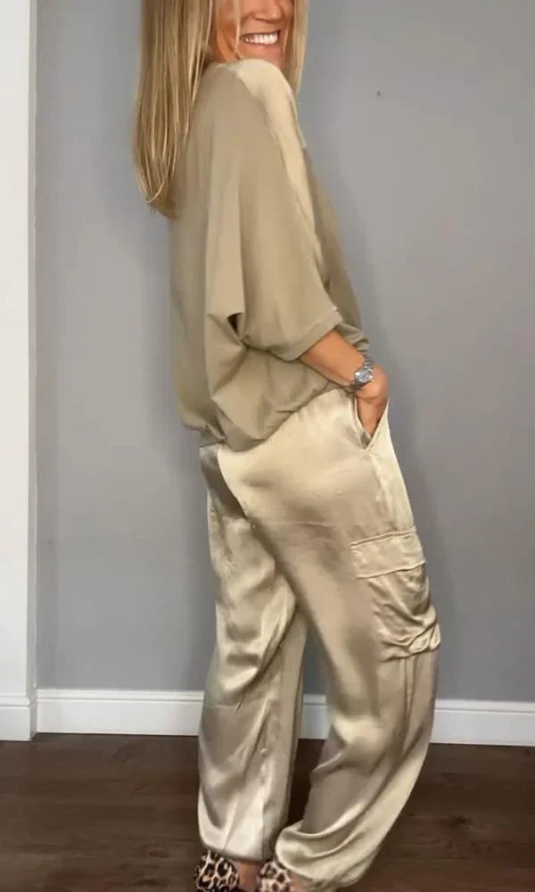 Elegant Satin Dreams Two-Piece Ensemble