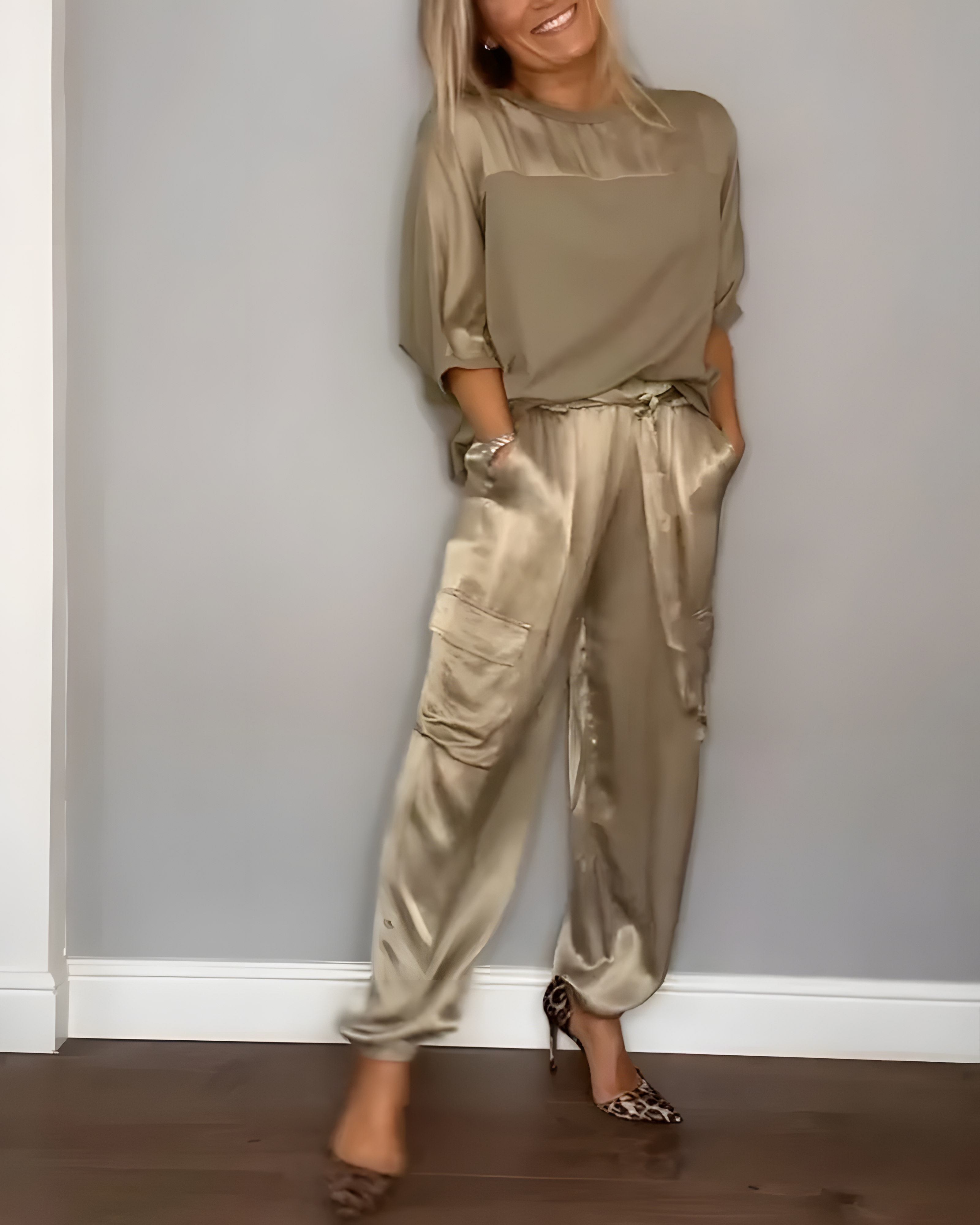 Elegant Satin Dreams Two-Piece Ensemble