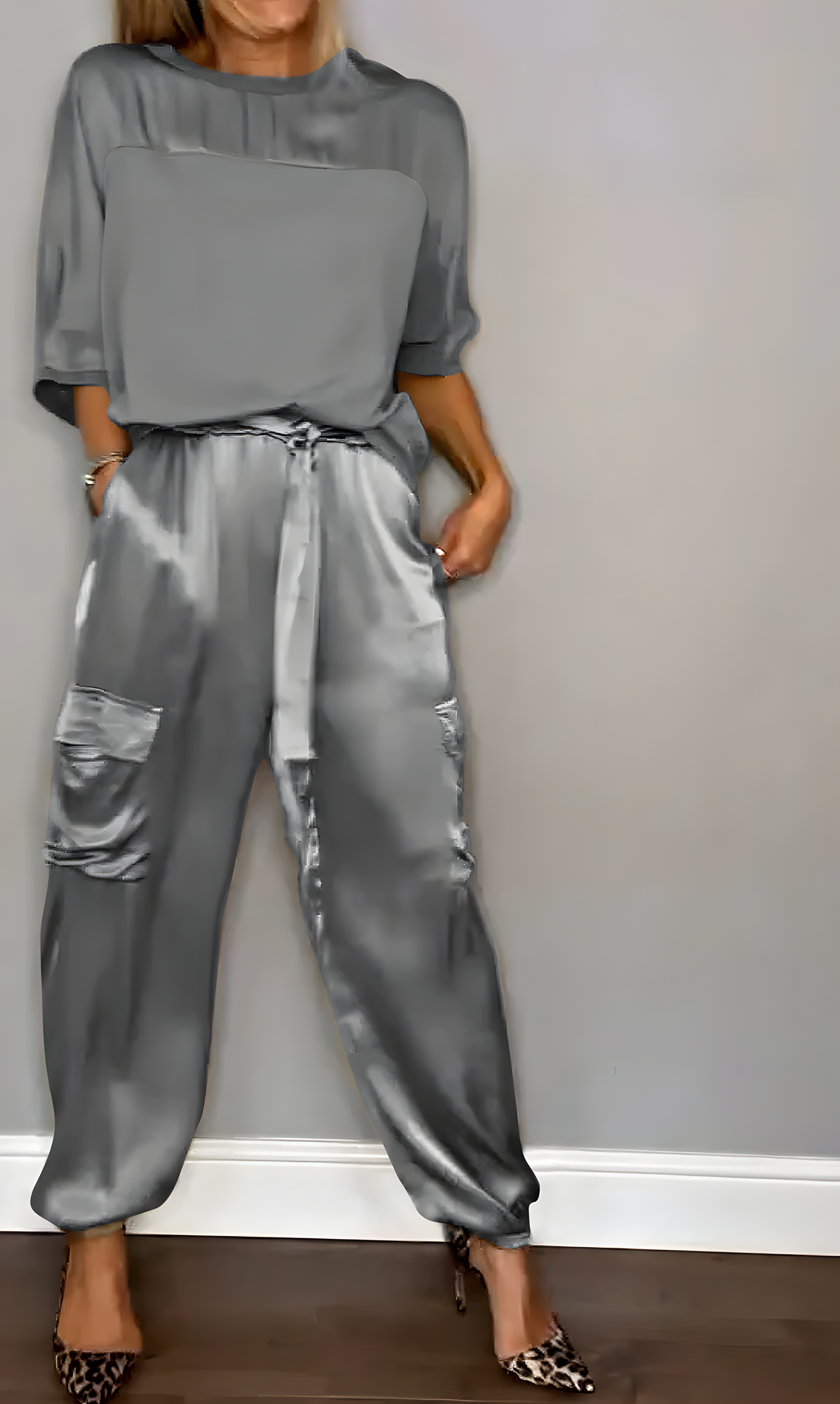 Elegant Satin Dreams Two-Piece Ensemble