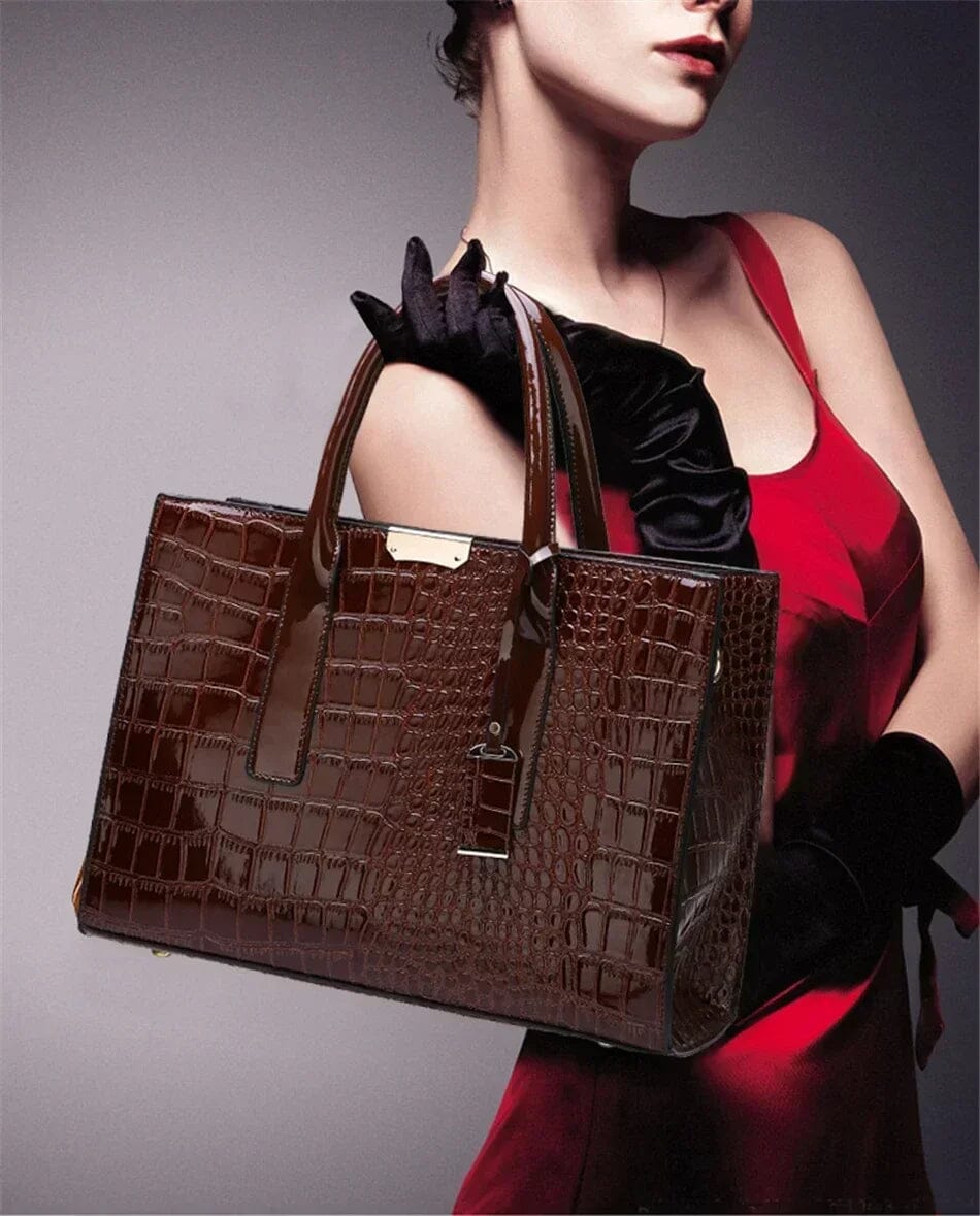 Ariel Croc-Embossed Handbag
