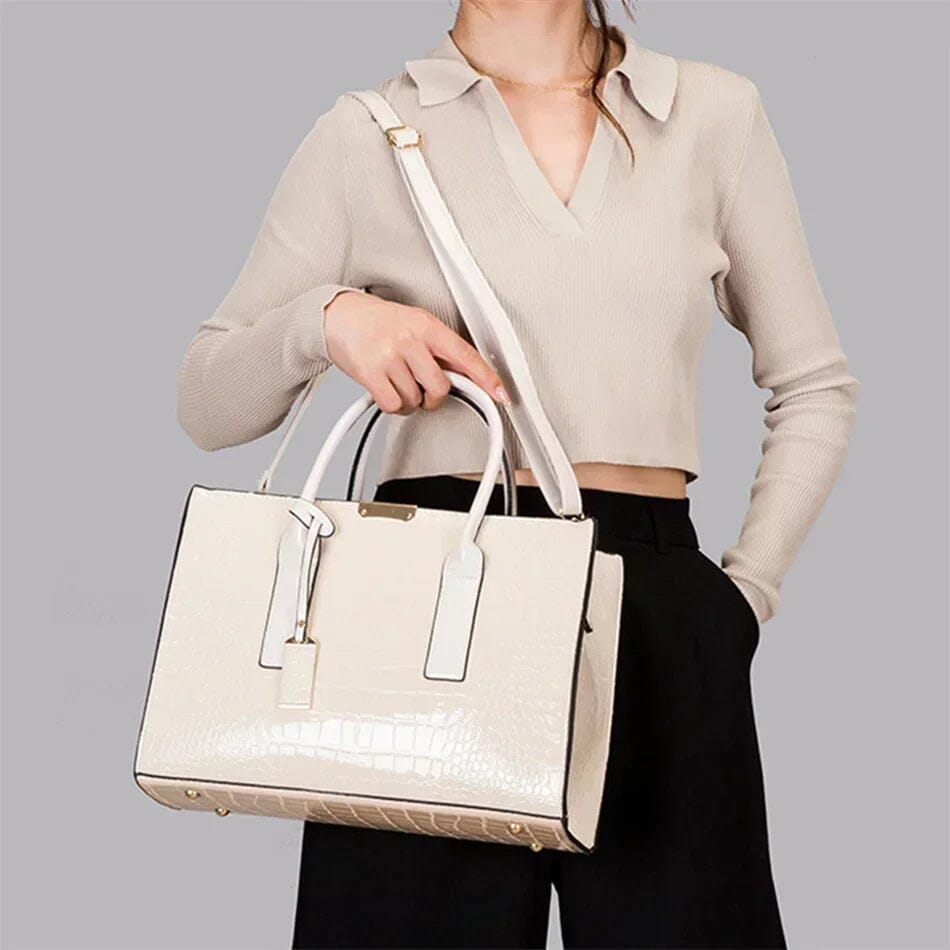 Ariel Croc-Embossed Handbag