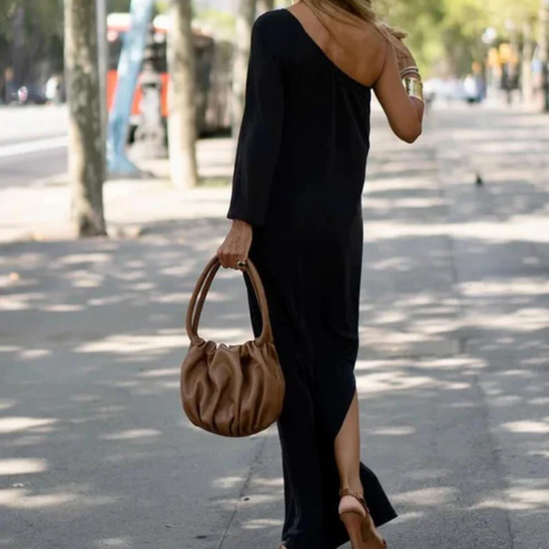 Luna® | Classic One-Shoulder Midi Dress