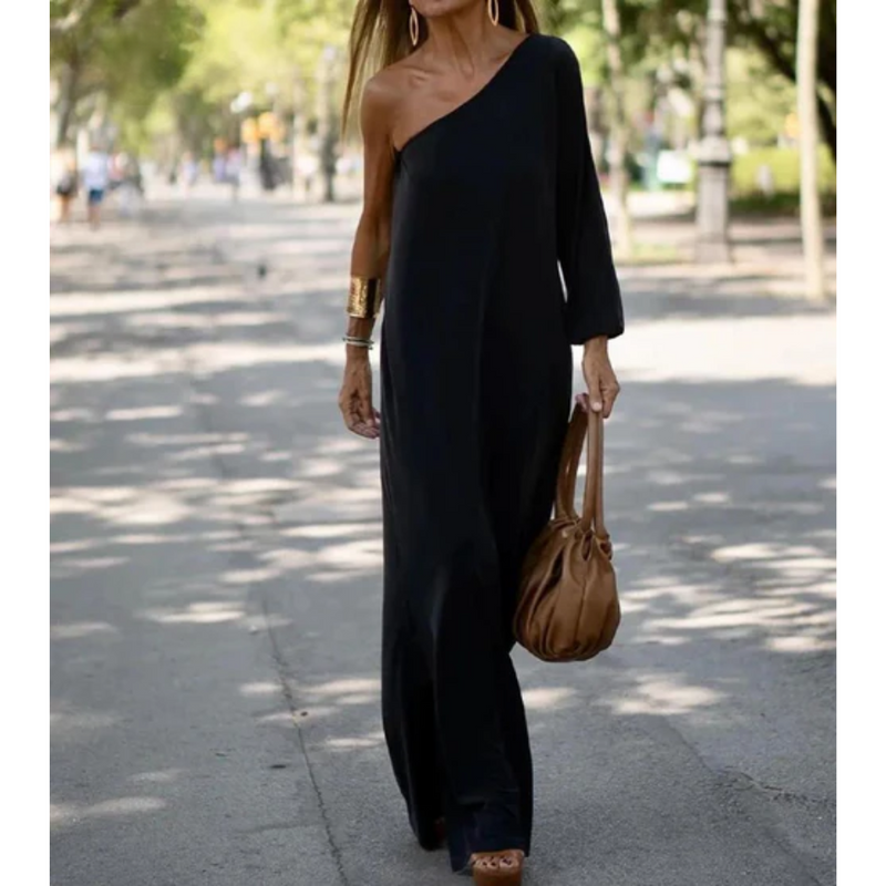 Luna® | Classic One-Shoulder Midi Dress
