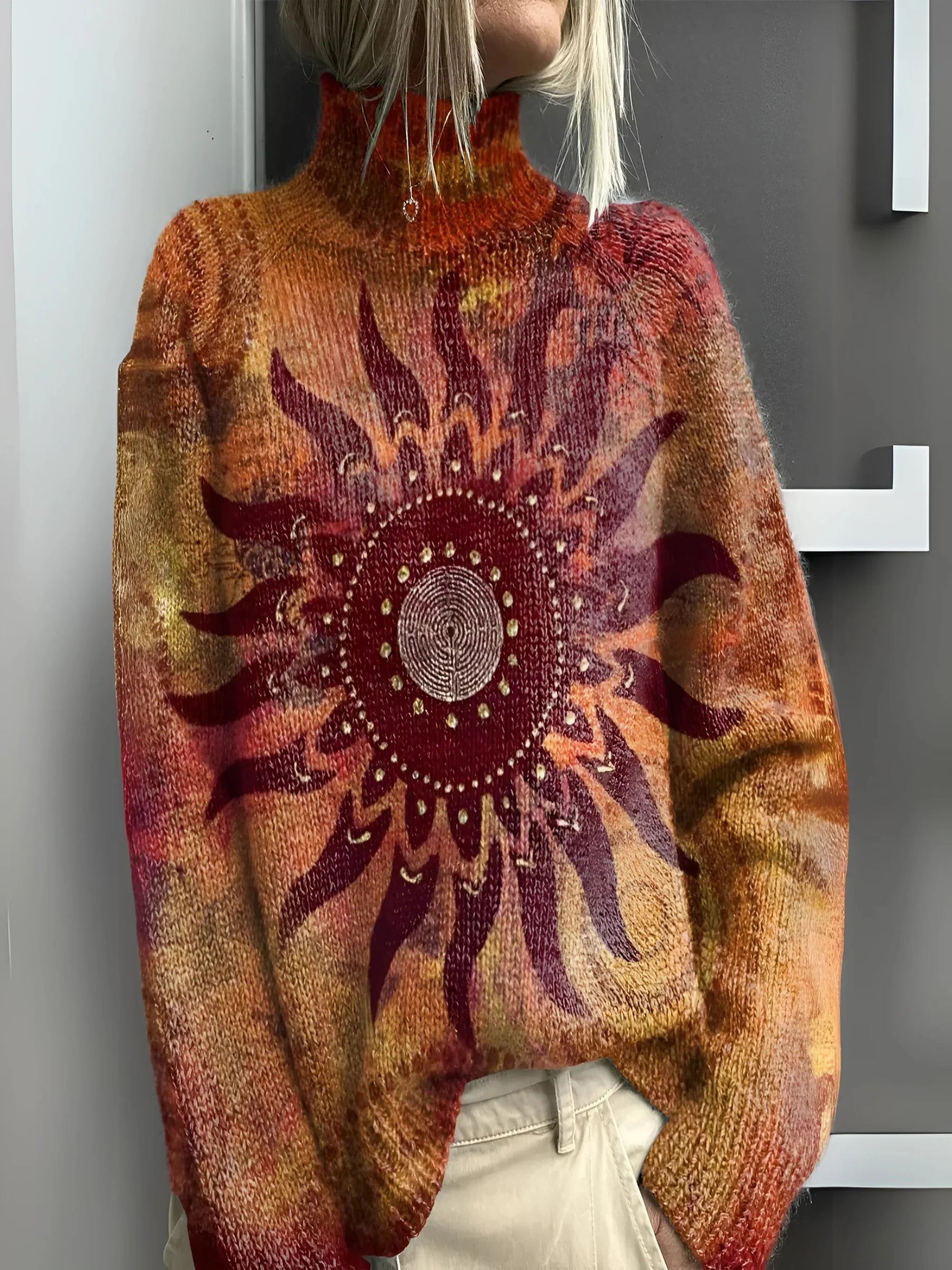 Katniss™ Turtleneck Tribal Knit Sweater
