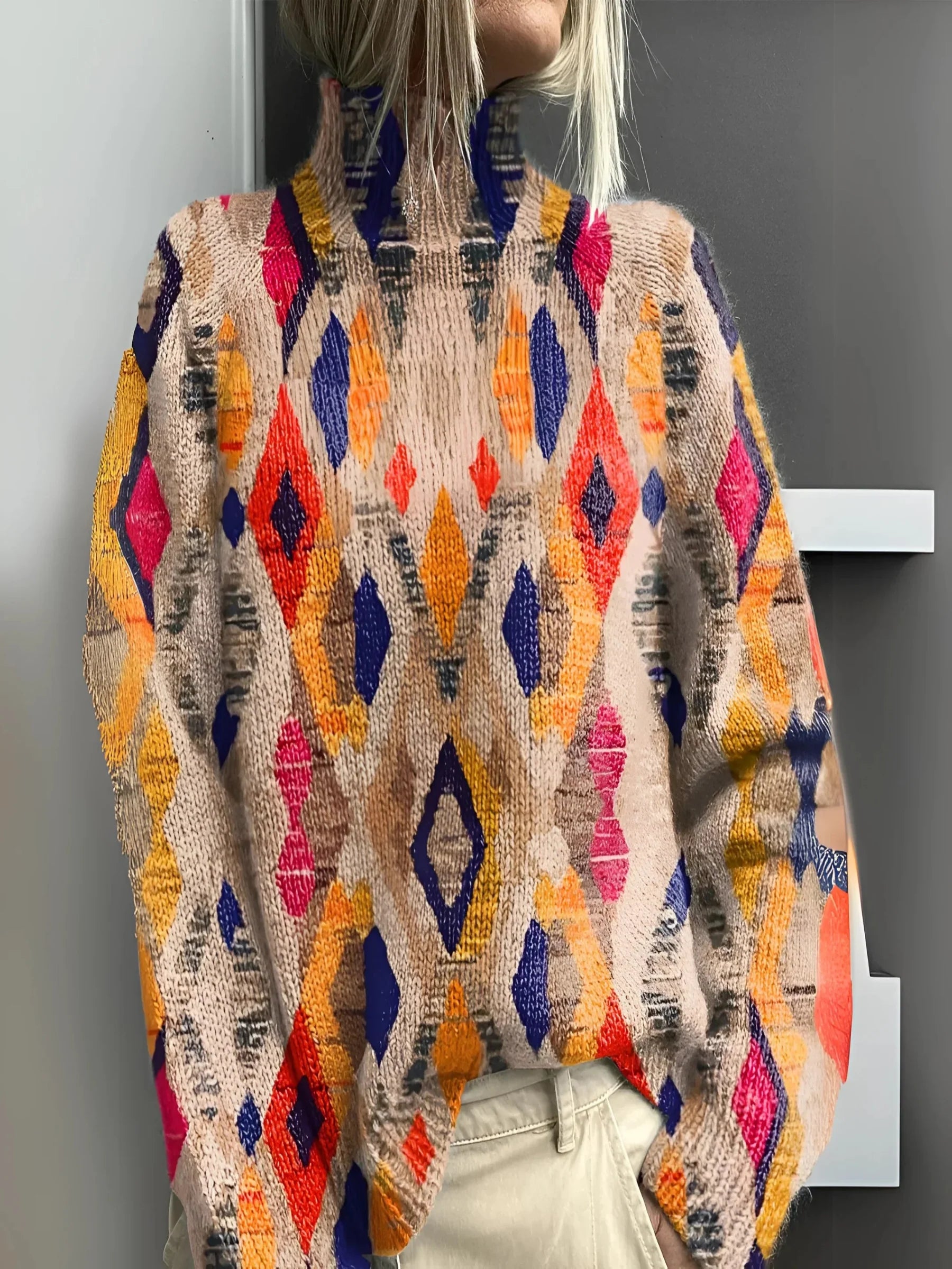 Cassy™ Geometric Pattern Knit Sweater