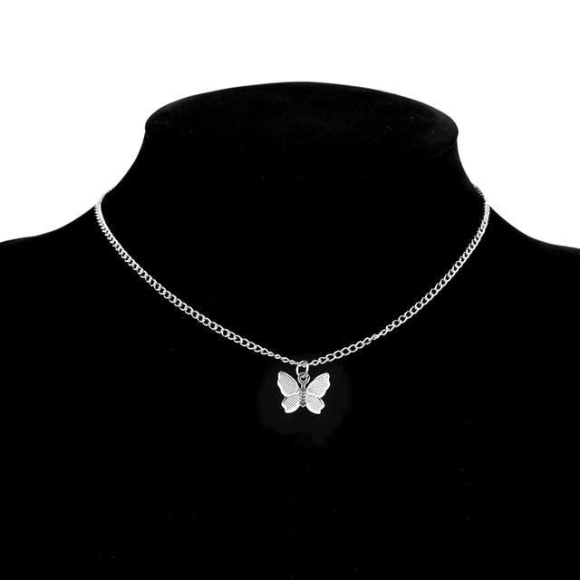 Butterfly Necklace in Silver and Gold Plating