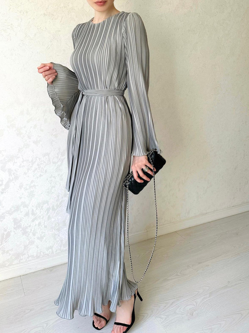 Seraphina™ - Graceful Pleated Long Sleeve Gown