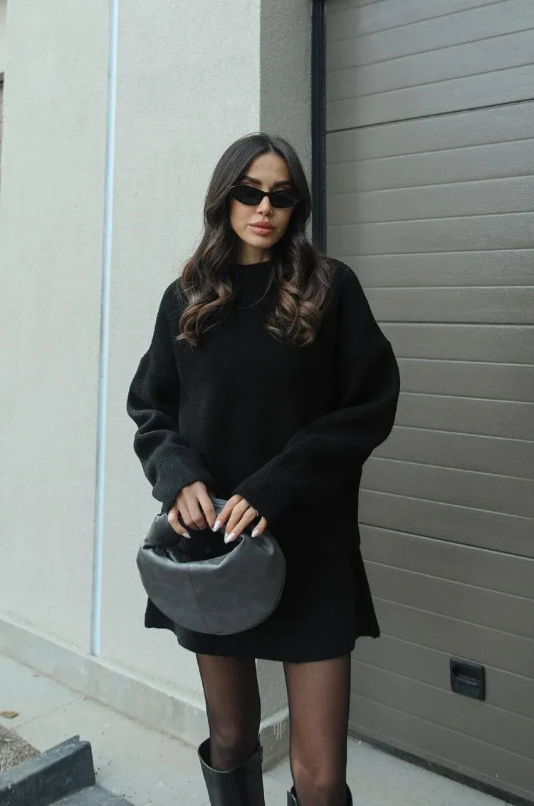 Aria™ - Heathered Sweater and Skirt Set