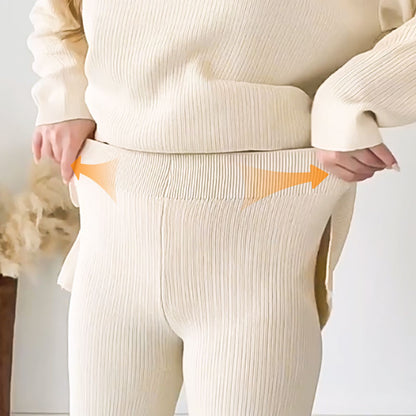 Mia | Casual V-Neck Two-Piece Set with Side Slit