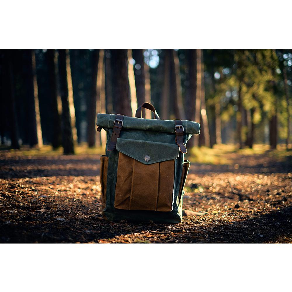 Jace Waxed Canvas Roll-Top Backpack