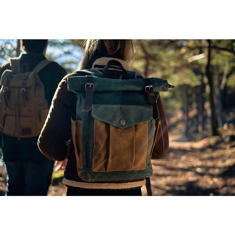 Jace Waxed Canvas Roll-Top Backpack