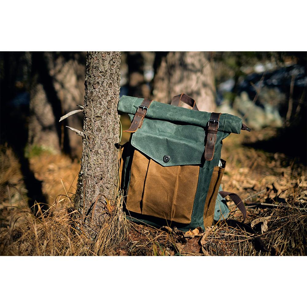 Jace Waxed Canvas Roll-Top Backpack