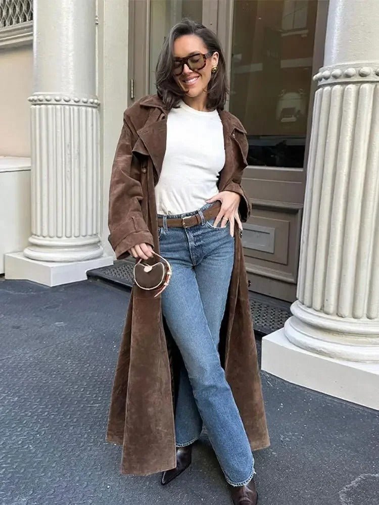 Aubrey™ - Classic Suede Trench Coat