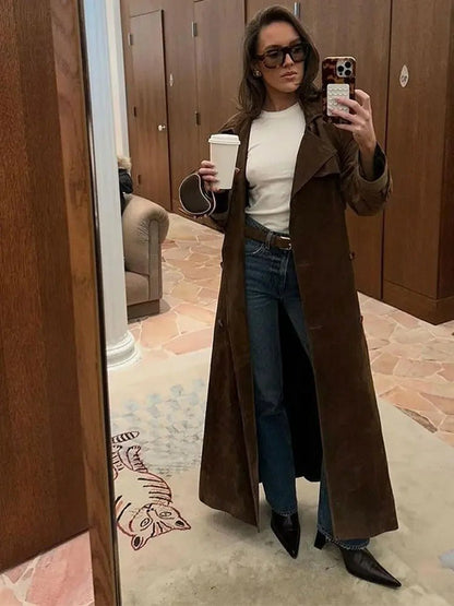 Aubrey™ - Classic Suede Trench Coat