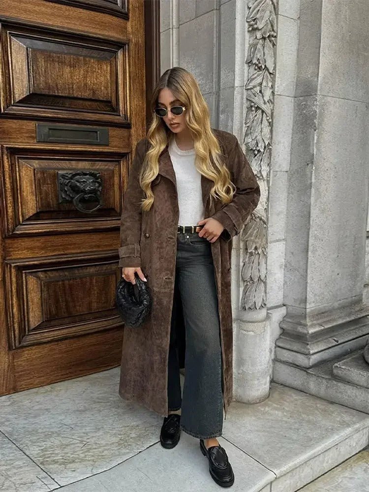 Aubrey™ - Classic Suede Trench Coat
